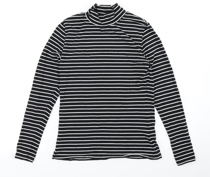 M&S Womens Black Striped  Basic T-Shirt Size 10