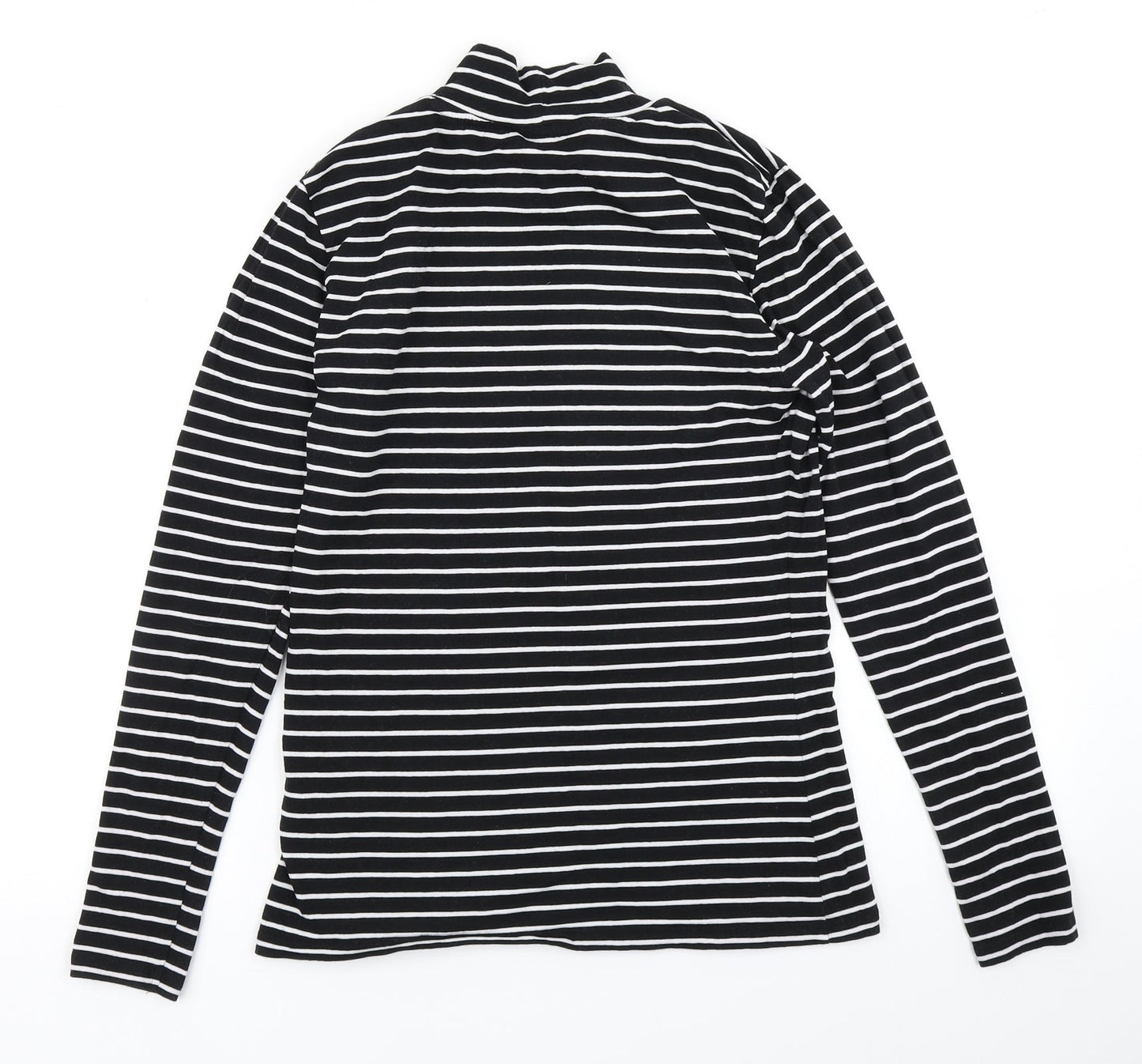 M&S Womens Black Striped  Basic T-Shirt Size 10