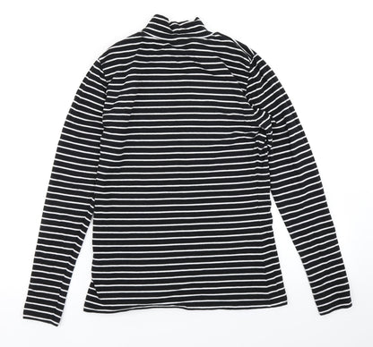 M&S Womens Black Striped  Basic T-Shirt Size 10