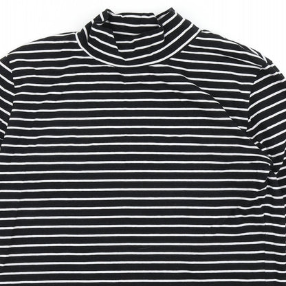 M&S Womens Black Striped  Basic T-Shirt Size 10