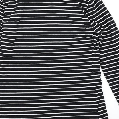 M&S Womens Black Striped  Basic T-Shirt Size 10