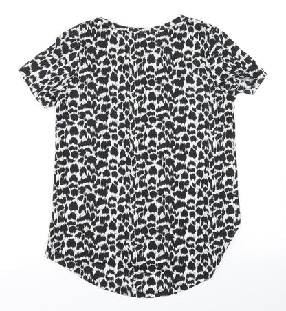 Nutmeg Womens Black Animal Print  Basic T-Shirt Size 8