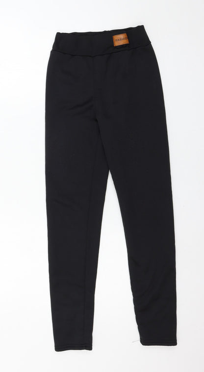Fashion Womens Black  Jersey Capri Leggings Size S L27 in
