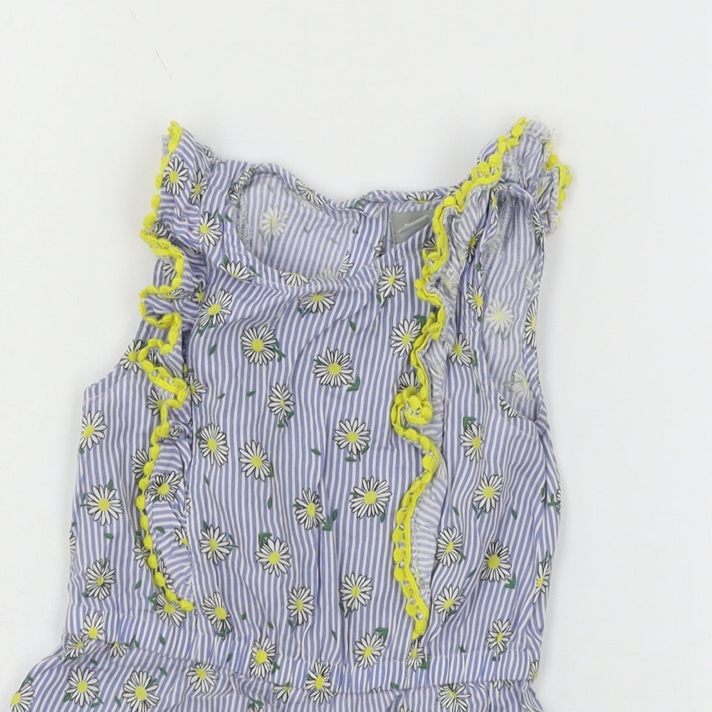 Primark Girls Blue Striped  Playsuit One-Piece Size 2-3 Years