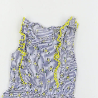 Primark Girls Blue Striped  Playsuit One-Piece Size 2-3 Years