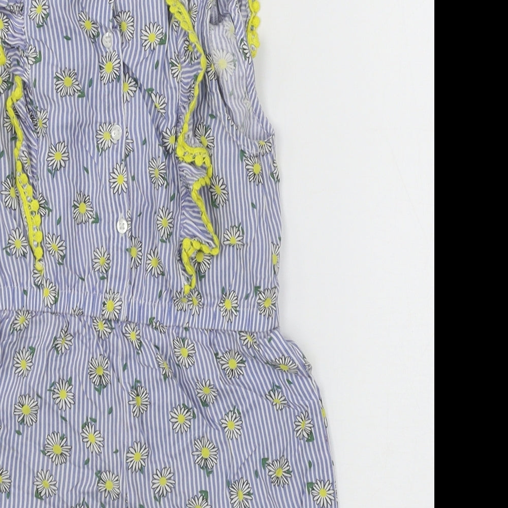 Primark Girls Blue Striped  Playsuit One-Piece Size 2-3 Years