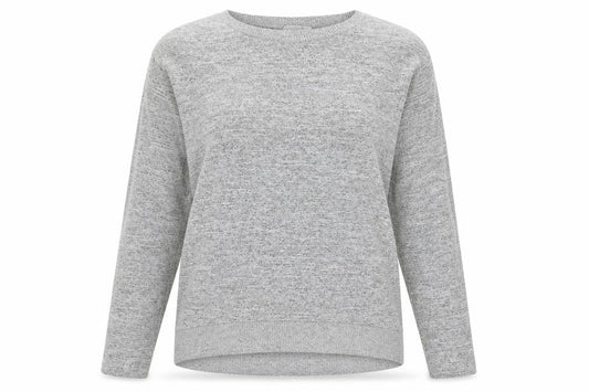 Front view of Gap women’s grey jersey pullover sweatshirt, size XS