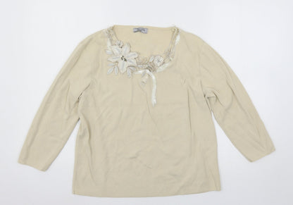 Womens UK Size M Talisa Ivory Basic T-Shirt