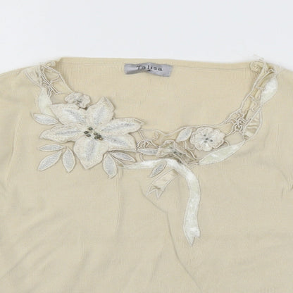 Womens UK Size M Talisa Ivory Basic T-Shirt