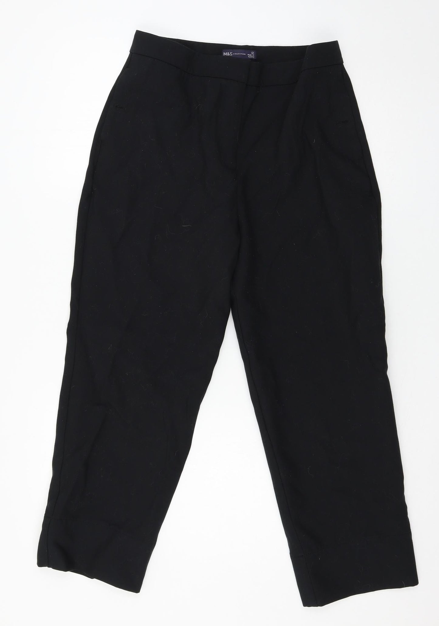 Womens UK Size 12 Marks and Spencer Regular Fit  Black Trousers