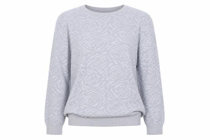 Front view of Dorothy Perkins women’s black floral knit jumper, size UK 10