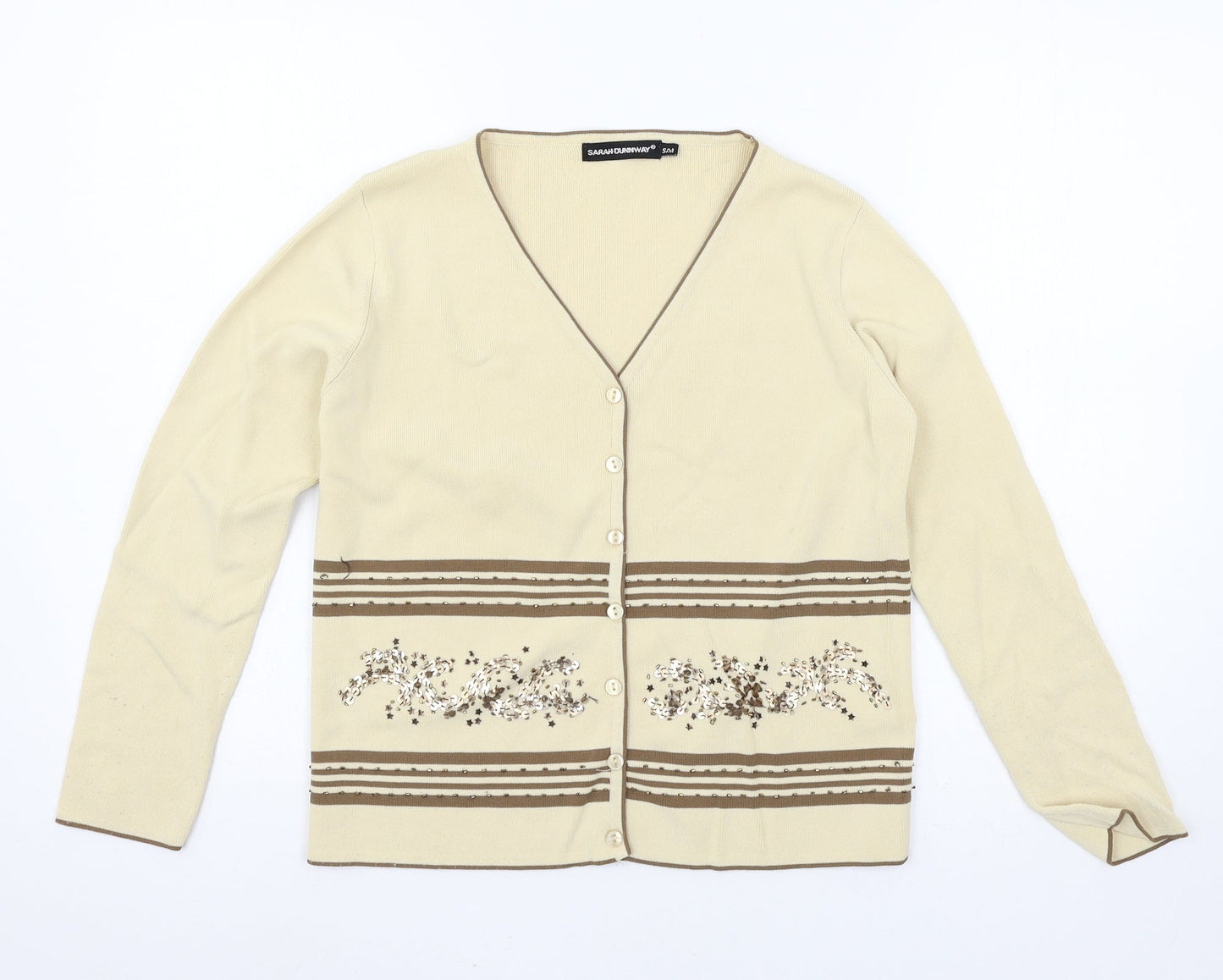 Womens UK Size S Sarah Dunnway Ivory Cardigan Jumper