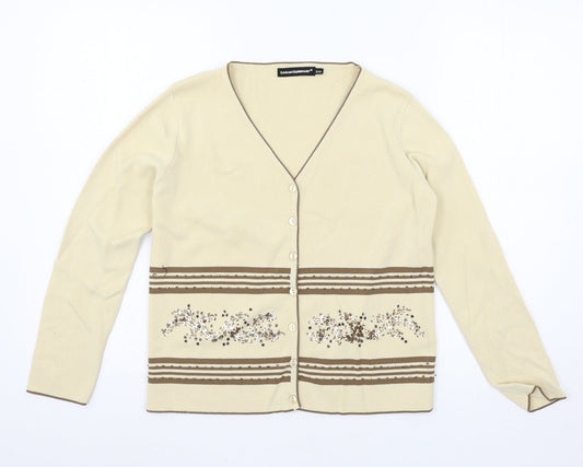 Womens UK Size S Sarah Dunnway Ivory Cardigan Jumper