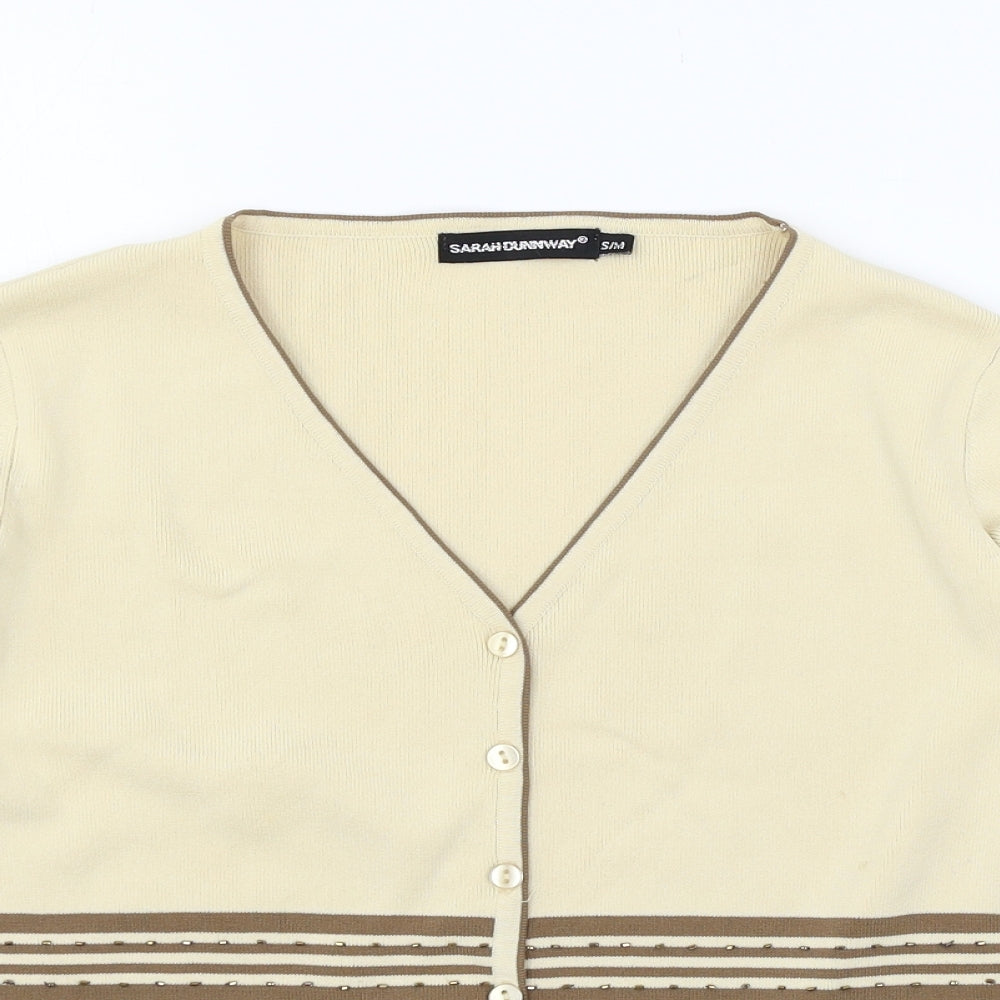 Womens UK Size S Sarah Dunnway Ivory Cardigan Jumper