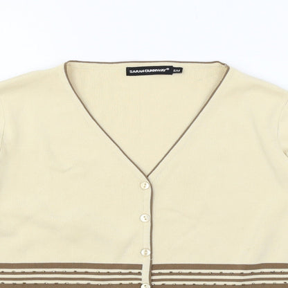Womens UK Size S Sarah Dunnway Ivory Cardigan Jumper