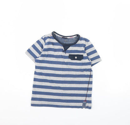 Additional front view of Next boys’ grey striped basic t-shirt, size 8, years