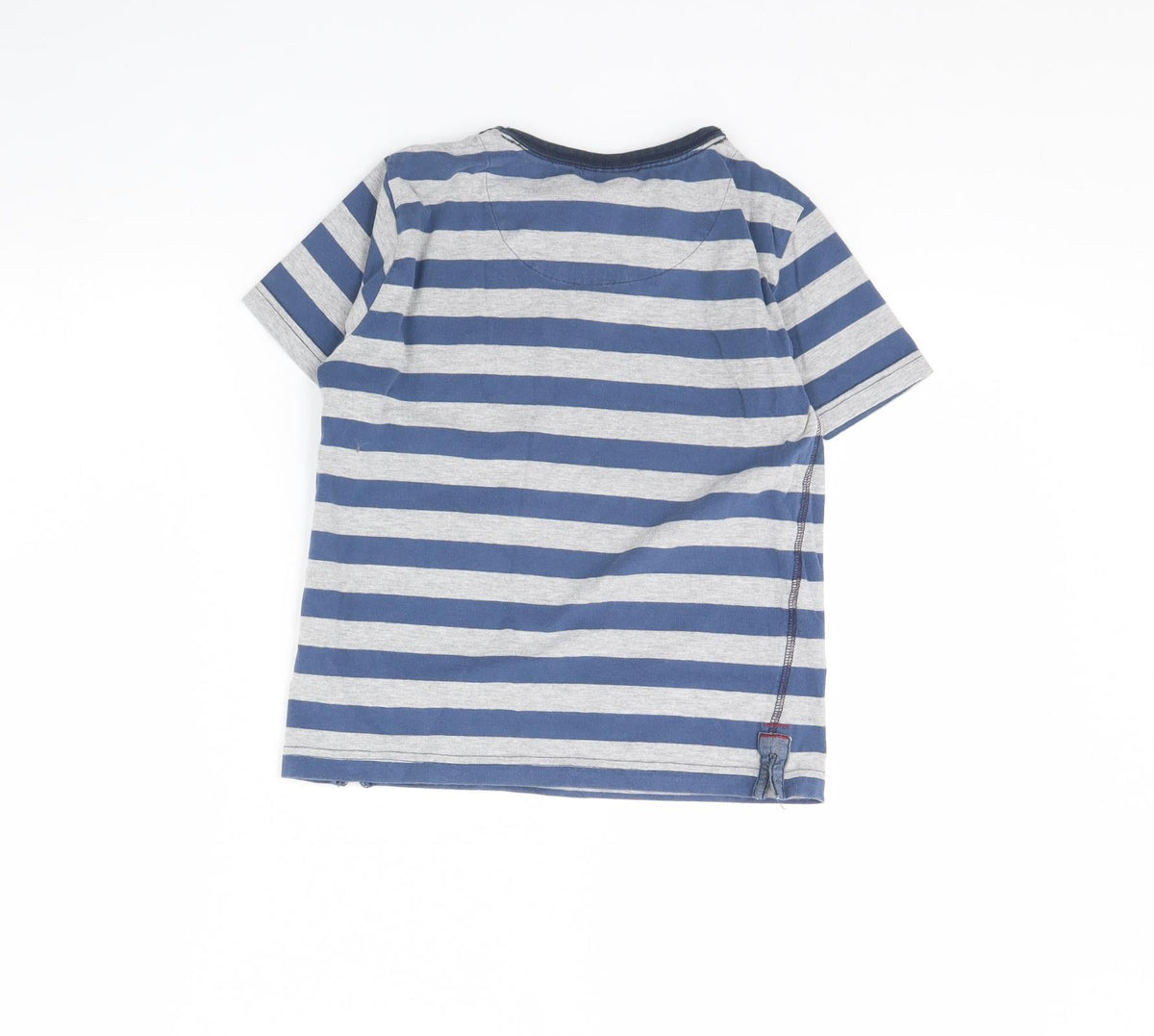 Back view of Next boys’ grey striped basic t-shirt, size 8, years
