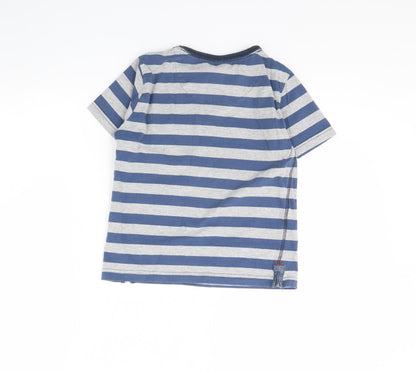 Back view of Next boys’ grey striped basic t-shirt, size 8, years