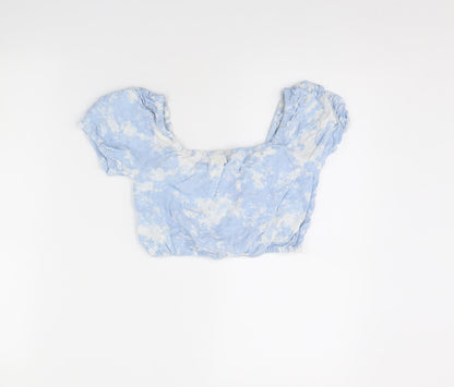 Back view of New Look girls’ blue geometric basic blouse, size 10, years