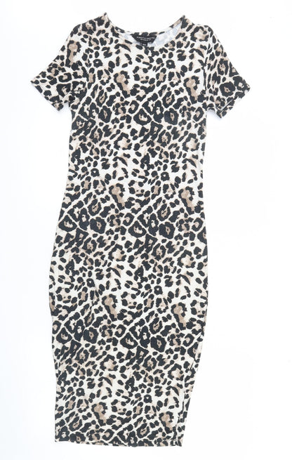 Dorothy Perkins Womens Brown Animal Print  Maxi  Size 8