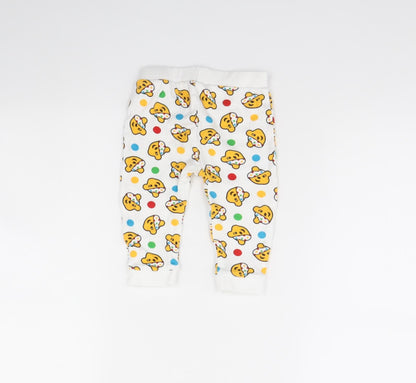 George Baby White Spotted  Jogger Trousers Size 9 Months  - Pudsey Bear