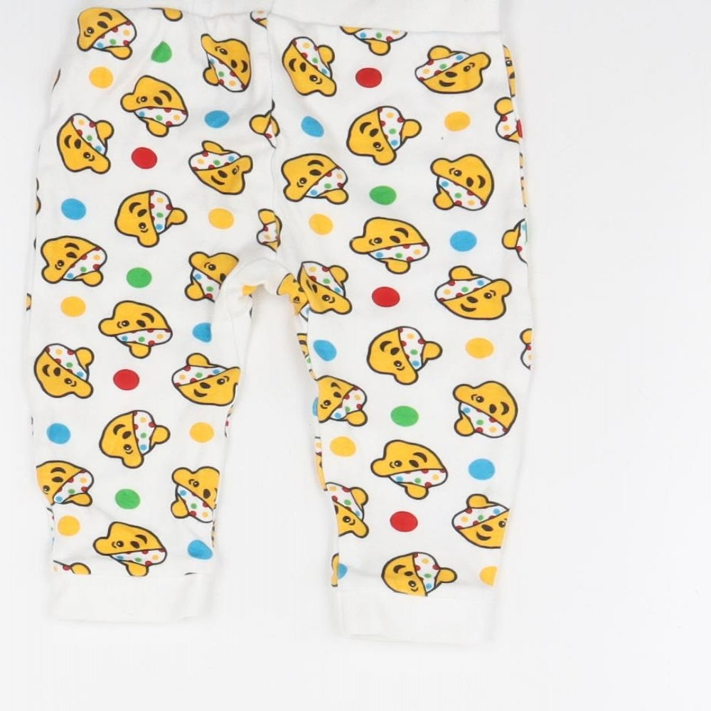 George Baby White Spotted  Jogger Trousers Size 9 Months  - Pudsey Bear