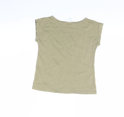 Preworn Girls Green   Basic T-Shirt Size 7 Years  - Good vibes