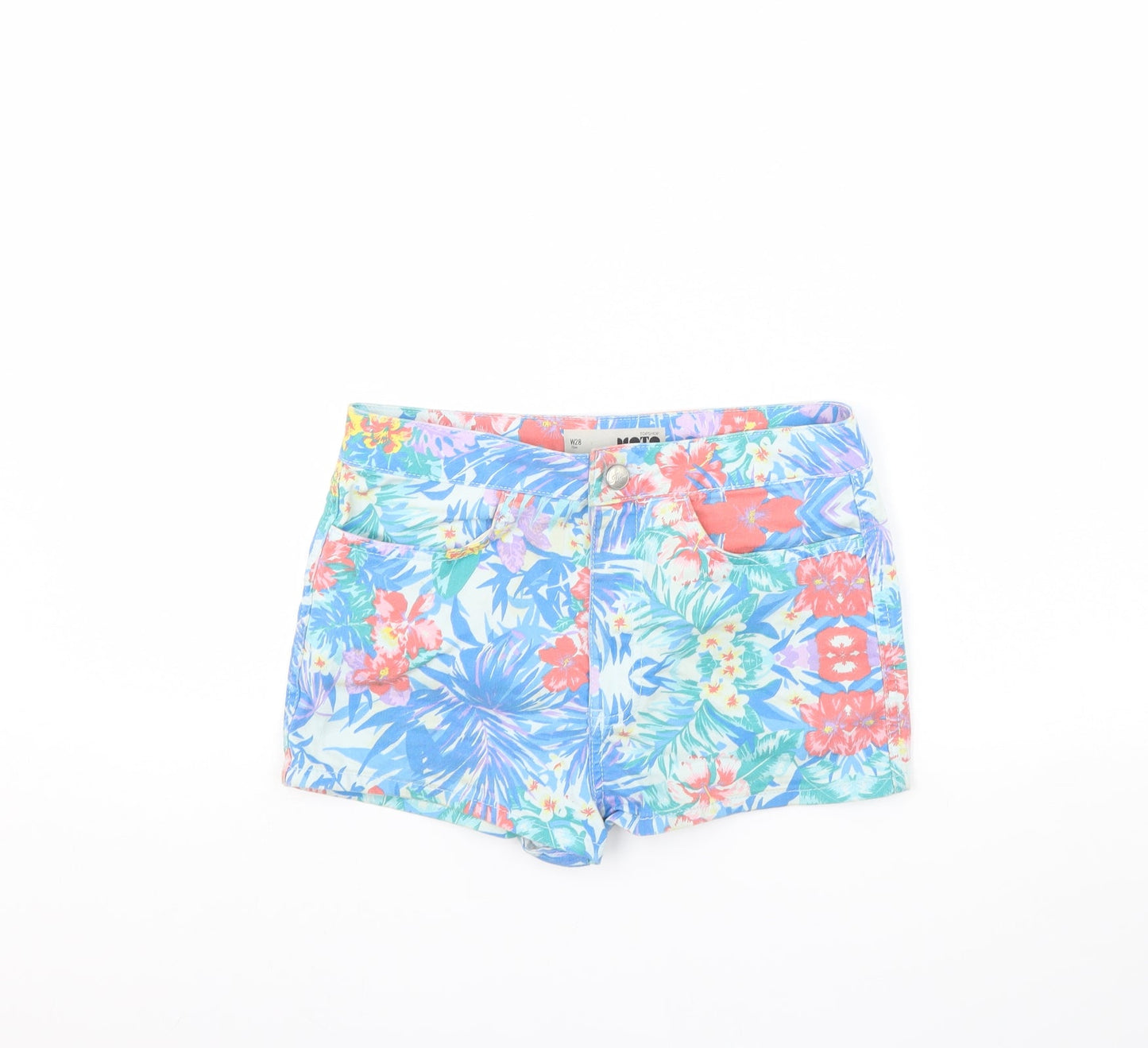 Topshop Womens Blue Floral  Cut-Off Shorts Size 28