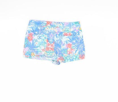 Topshop Womens Blue Floral  Cut-Off Shorts Size 28