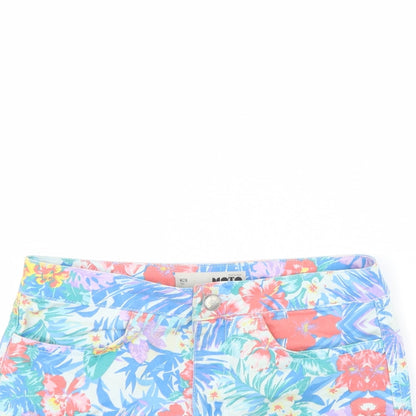 Topshop Womens Blue Floral  Cut-Off Shorts Size 28