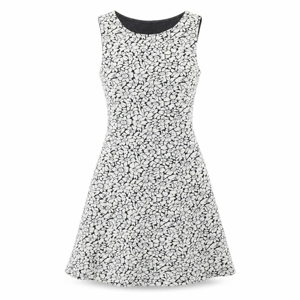 Front view of Divided women’s black floral fit & flare, size UK 8