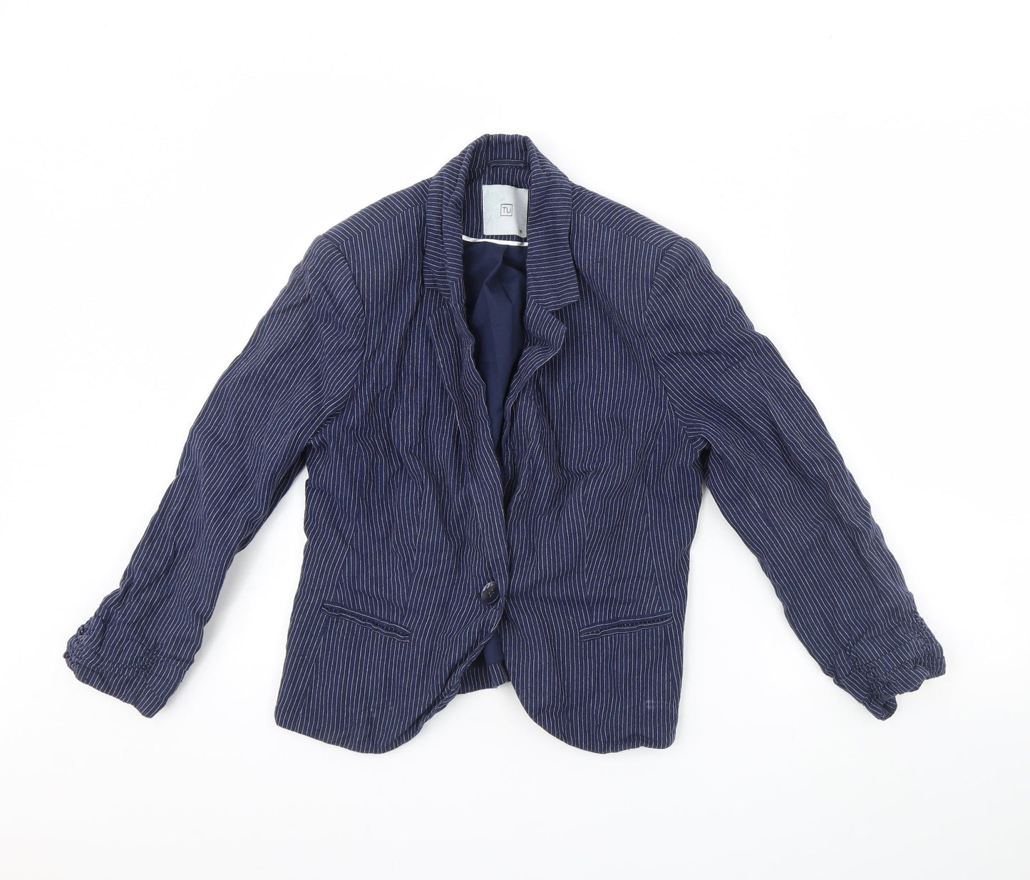 F&F Womens Blue Striped  Jacket  Size 10  - Shoulder Pads