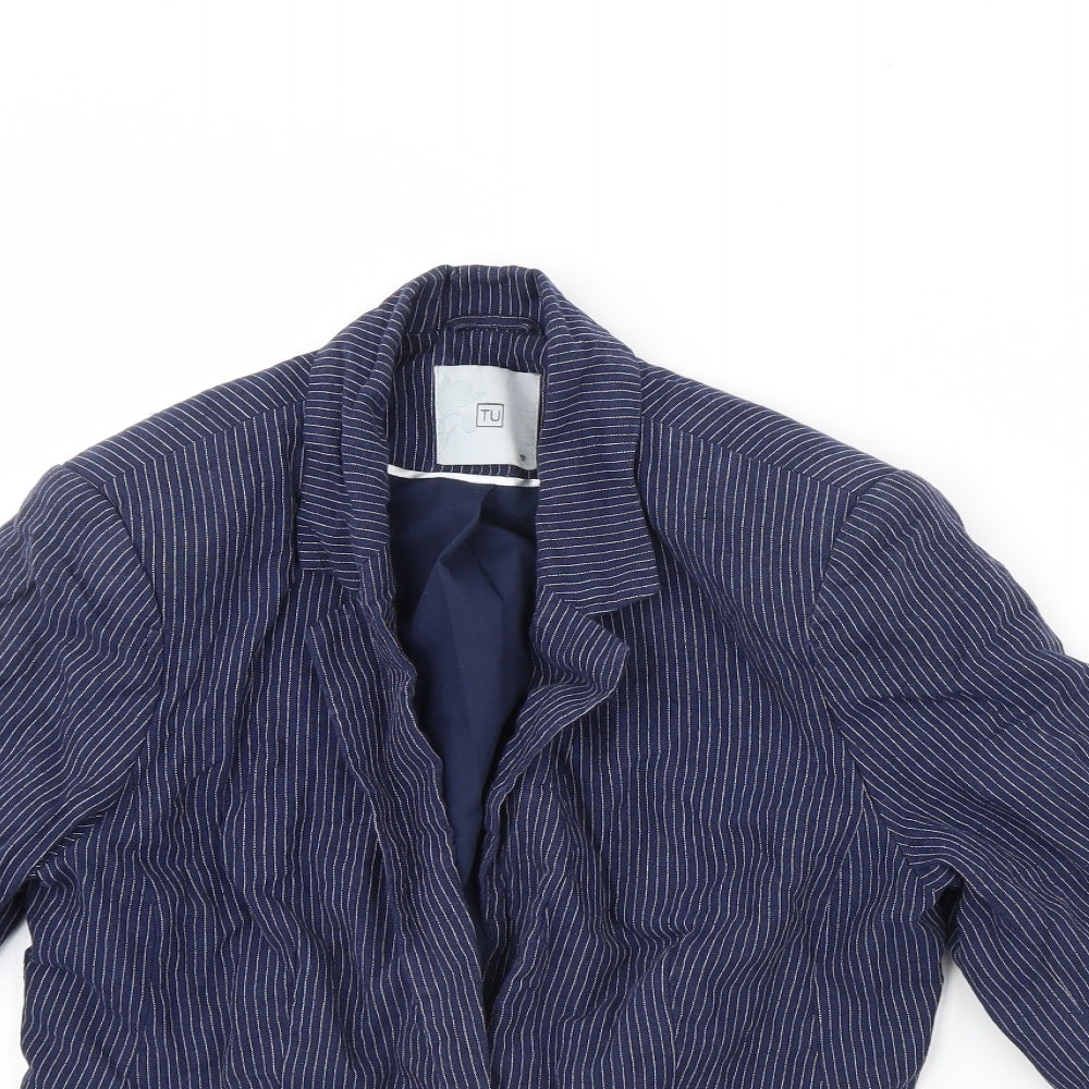 F&F Womens Blue Striped  Jacket  Size 10  - Shoulder Pads