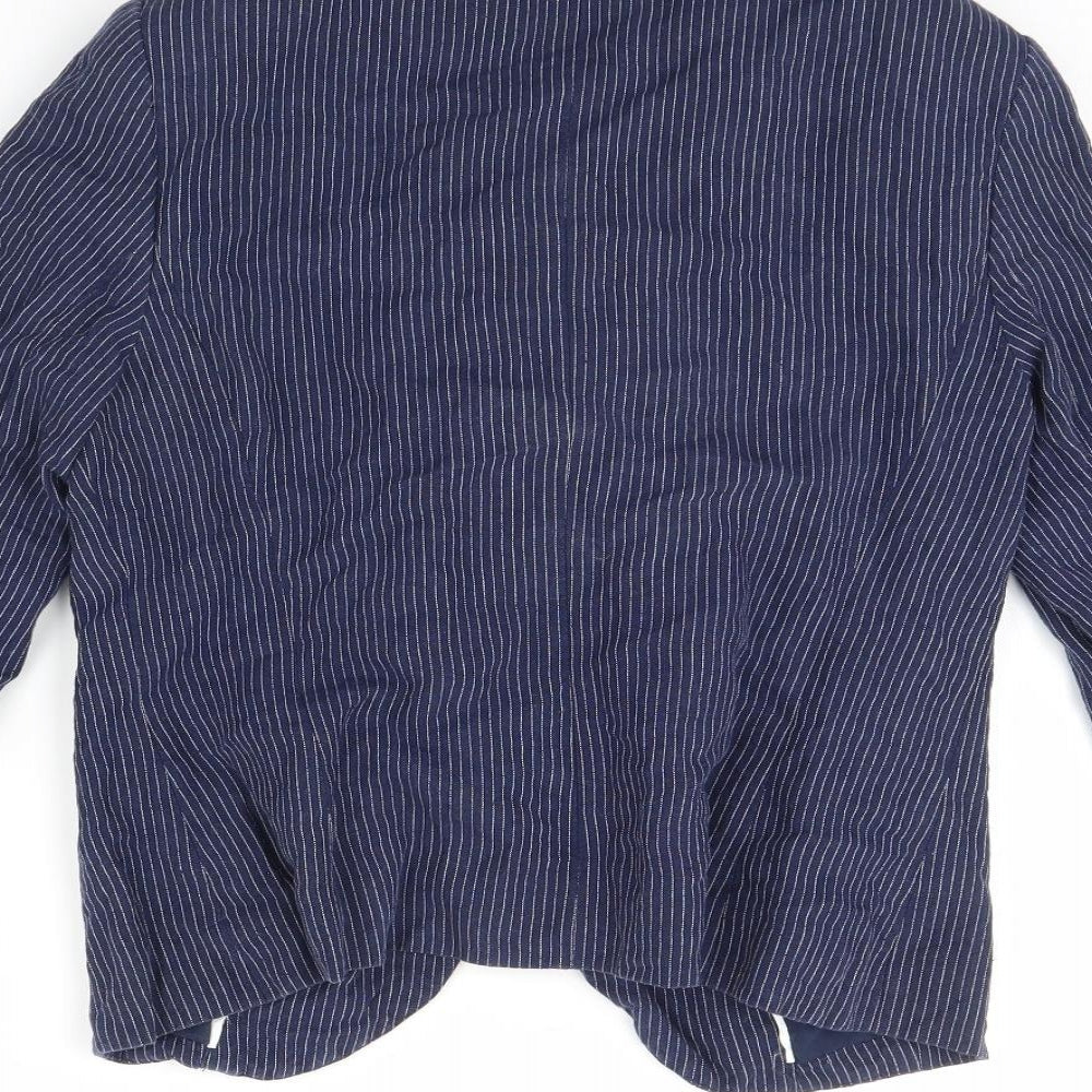 F&F Womens Blue Striped  Jacket  Size 10  - Shoulder Pads