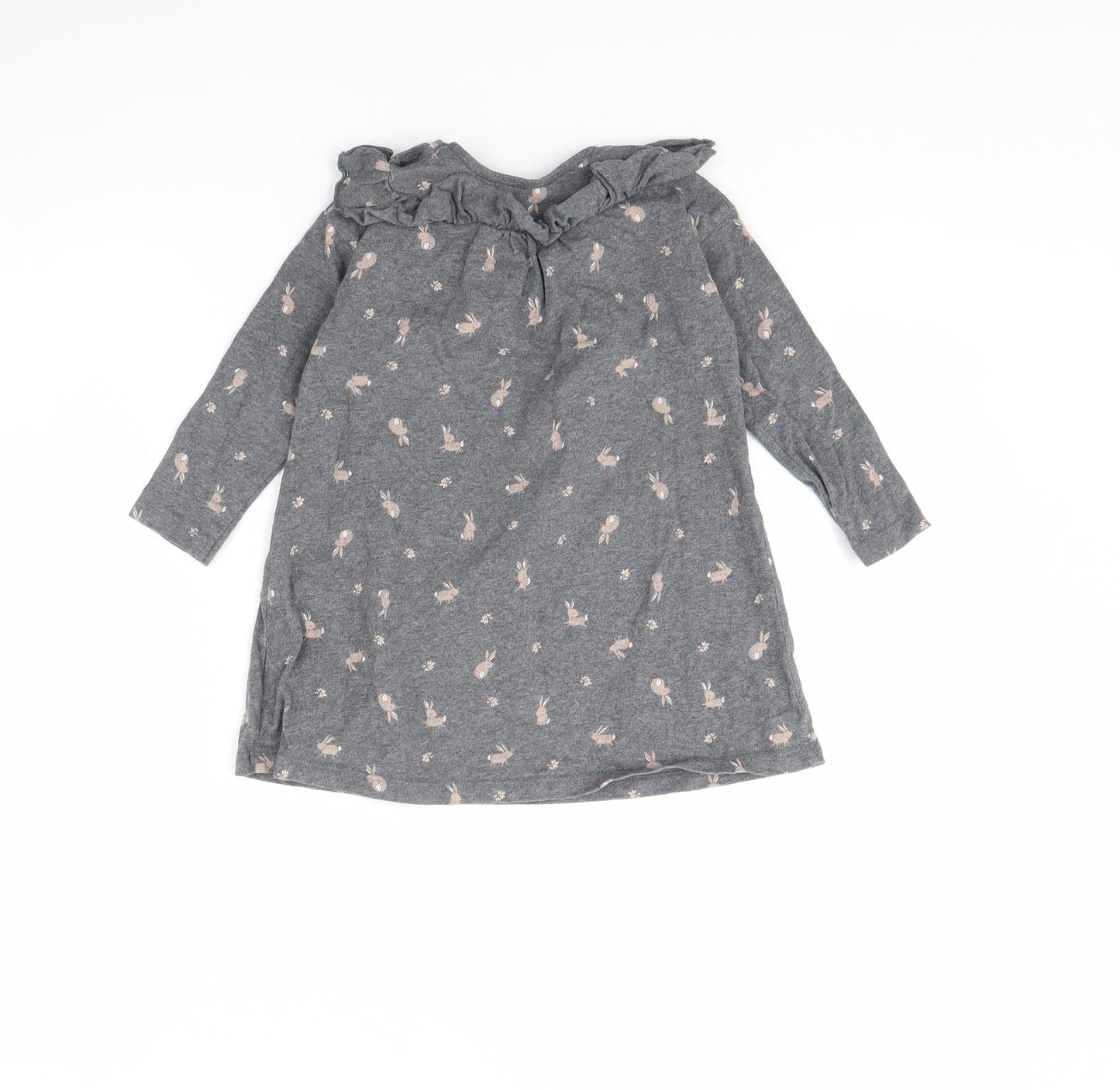 NEXT Girls Grey Animal Print  Jumper Dress  Size 18 Months