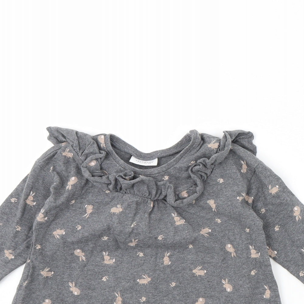 NEXT Girls Grey Animal Print  Jumper Dress  Size 18 Months