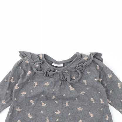NEXT Girls Grey Animal Print  Jumper Dress  Size 18 Months