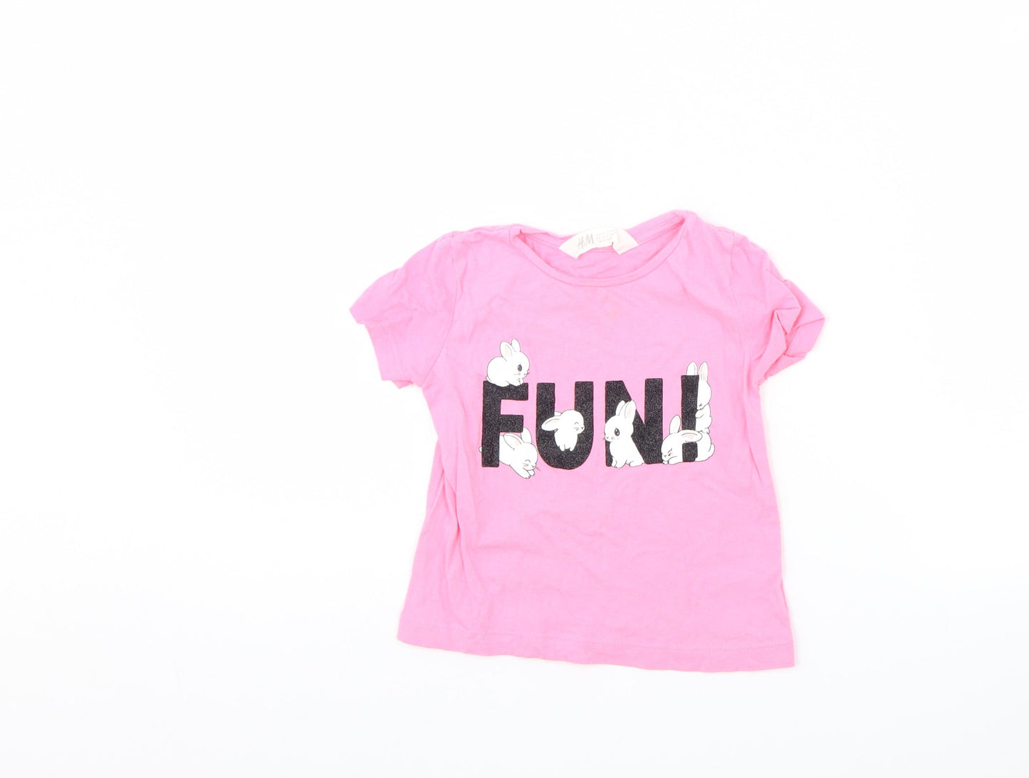 H&M Girls Pink   Basic T-Shirt Size 18-24 Months  - fun
