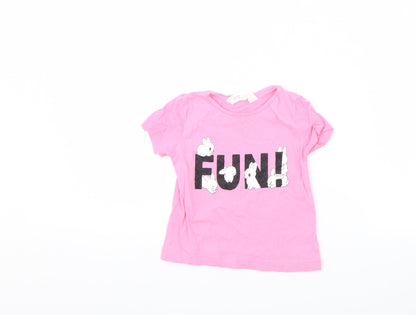 H&M Girls Pink   Basic T-Shirt Size 18-24 Months  - fun