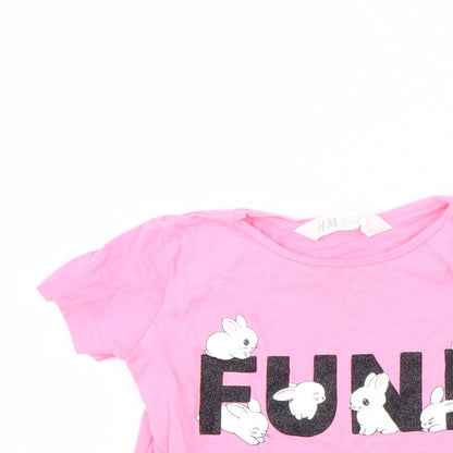 H&M Girls Pink   Basic T-Shirt Size 18-24 Months  - fun