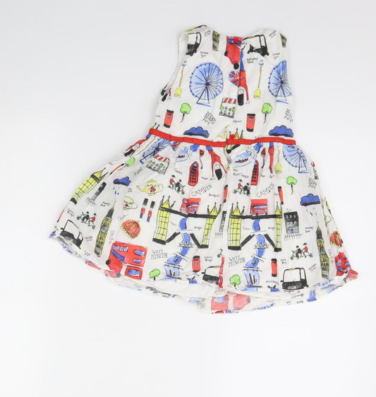 NEXT Girls White Spotted  Fit & Flare  Size 2 Years
