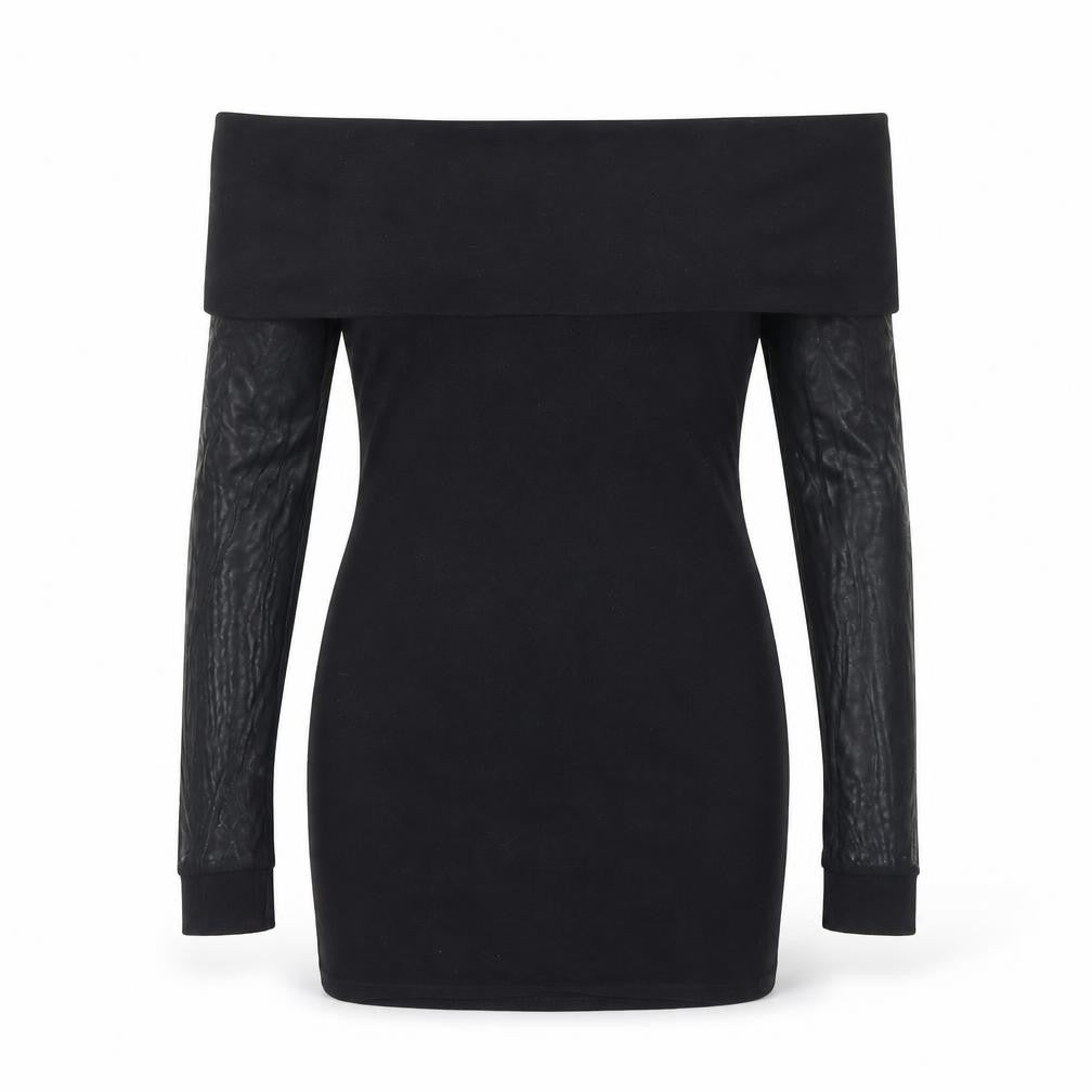 Front view of quonium women’s black mini, size UK 12
