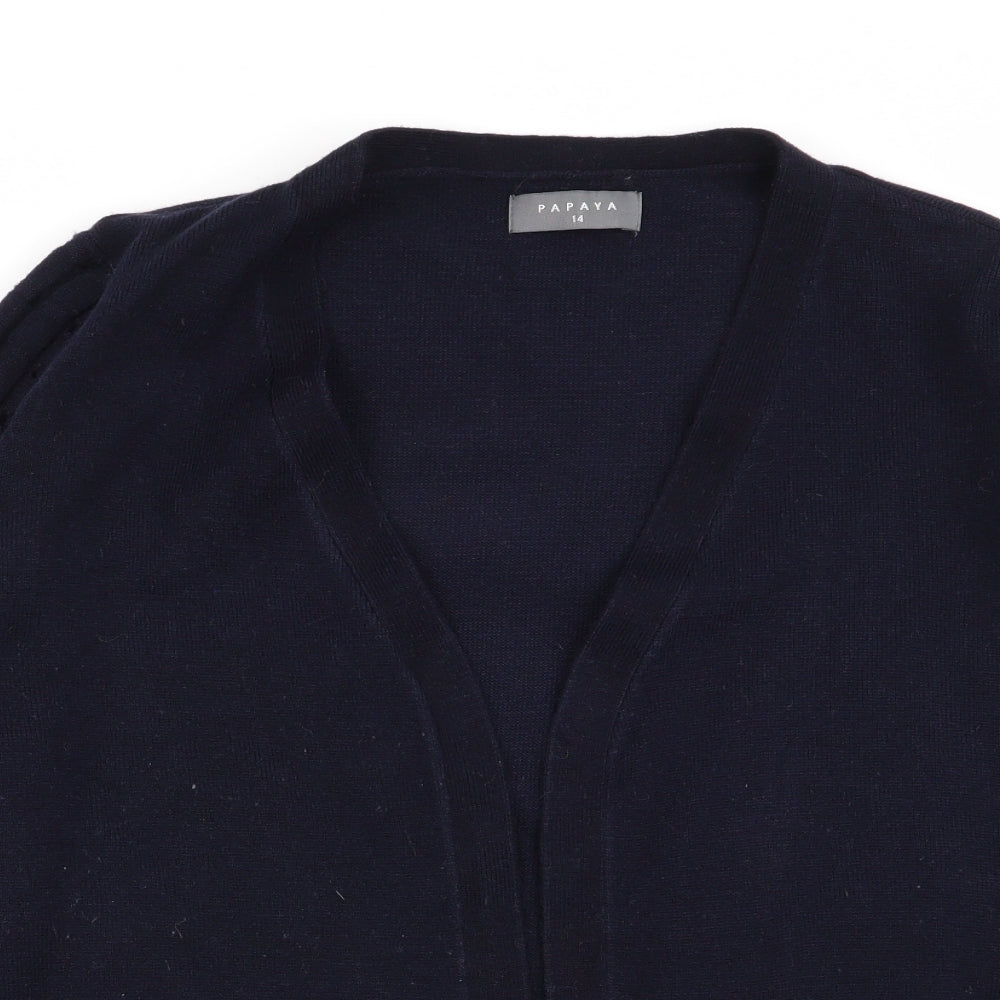 Womens UK Size 14 Papaya Blue Cardigan Jumper