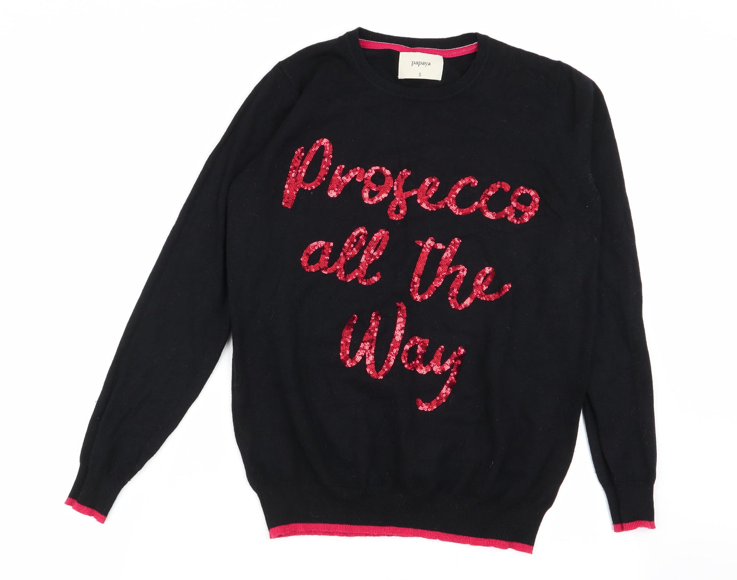 Womens UK Size S Papaya Black Pullover Jumper