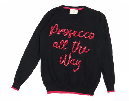 Womens UK Size S Papaya Black Pullover Jumper