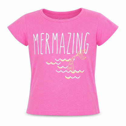 Front view of evie girls’ pink basic t-shirt, size 5, years