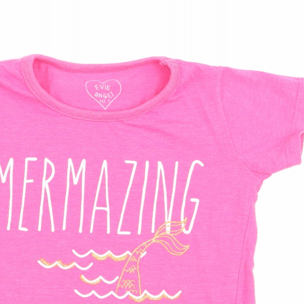 evie Girls Pink   Basic T-Shirt Size 5 Years