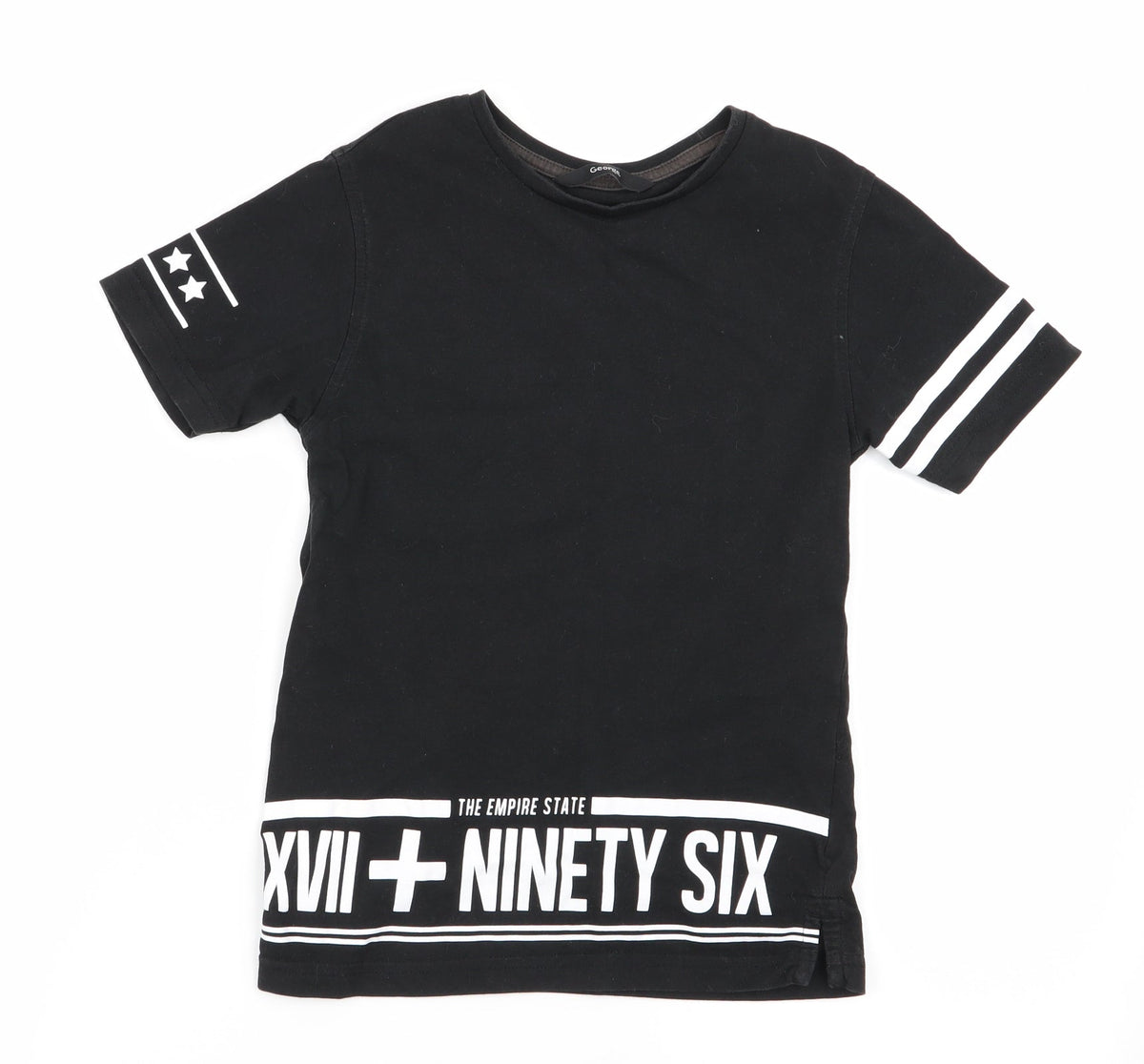 Additional front view of Asda George boys’ black basic t-shirt, size 5-6, years
