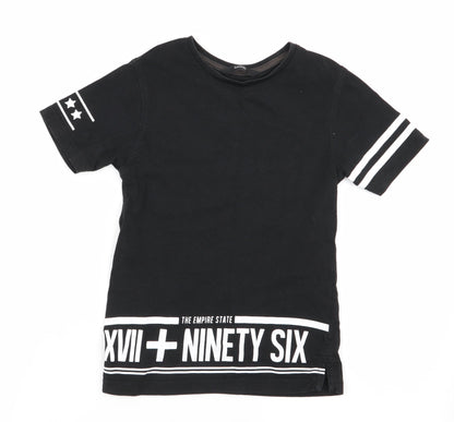 Additional front view of Asda George boys’ black basic t-shirt, size 5-6, years