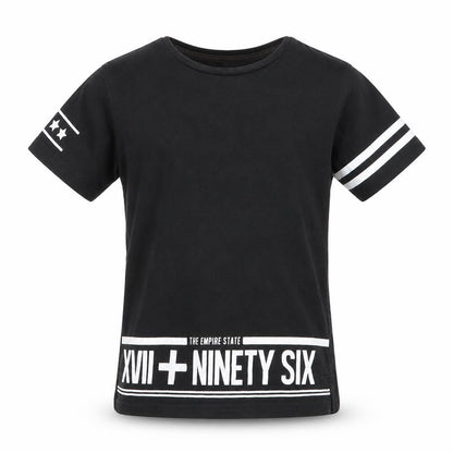 Front view of Asda George boys’ black basic t-shirt, size 5-6, years